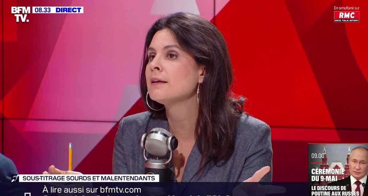 BFMTV Apolline de Malherbe tape du poing sur la table, la journaliste