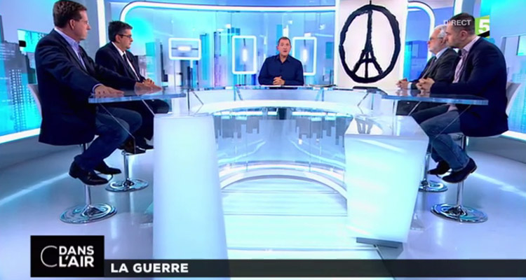 C dans l’air spécial attentats à Paris : Catherine Nay, Roland Cayrol, Pierre Martinet et Roland Jacquard autour d’Yves Calvi 